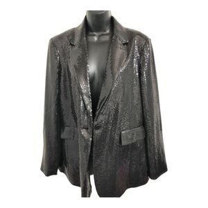 Black sequin single breasted elegant evening blazer jacket‎ size large brand new